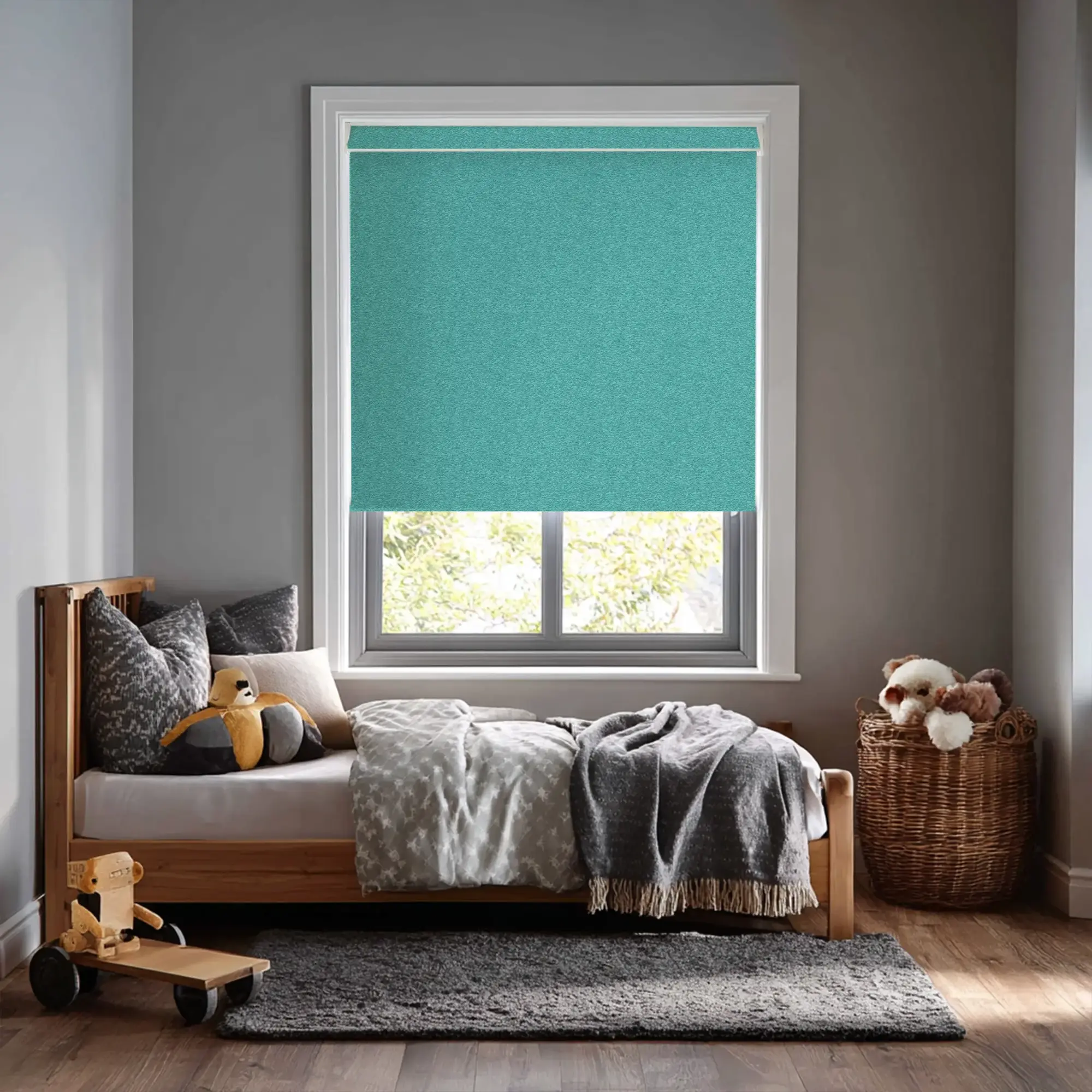 Amsterdam Turquoise Electric Roller Blind
