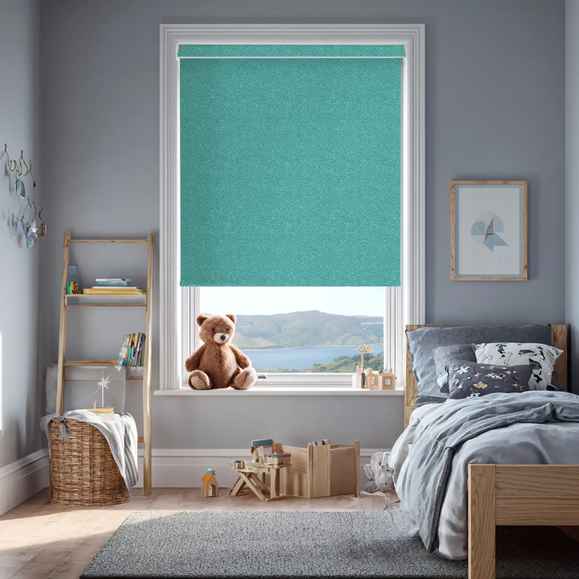 Amsterdam Turquoise Electric Roller Blind
