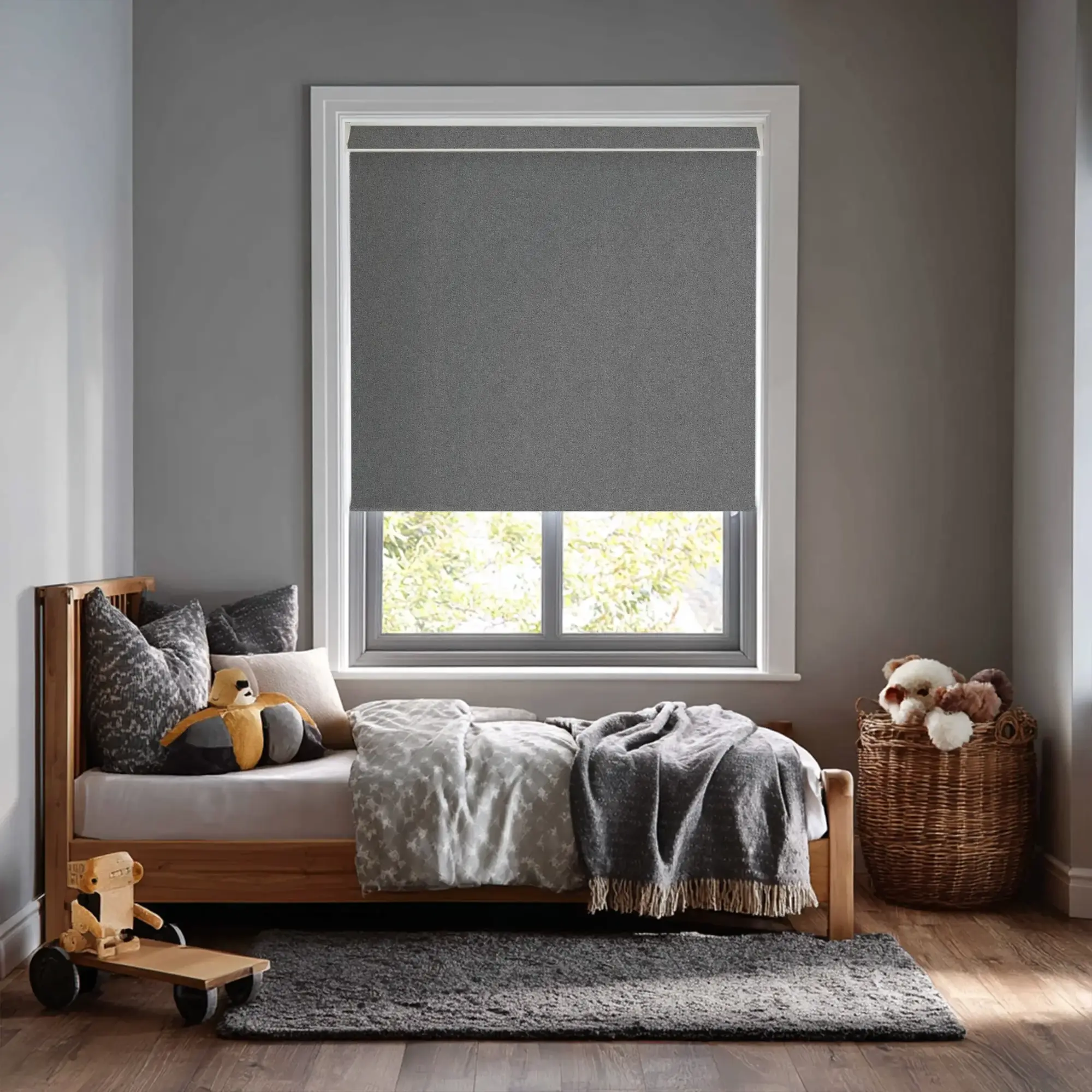 Denim Grey Electric Roller Blind