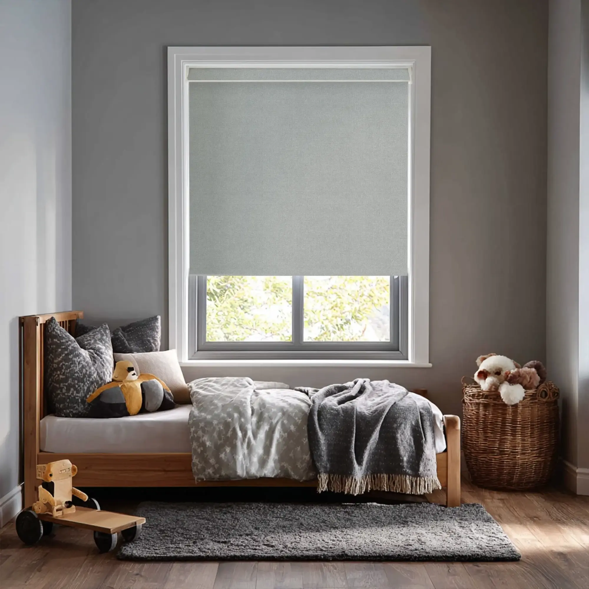 Melbourne Stone Grey Electric Roller Blind