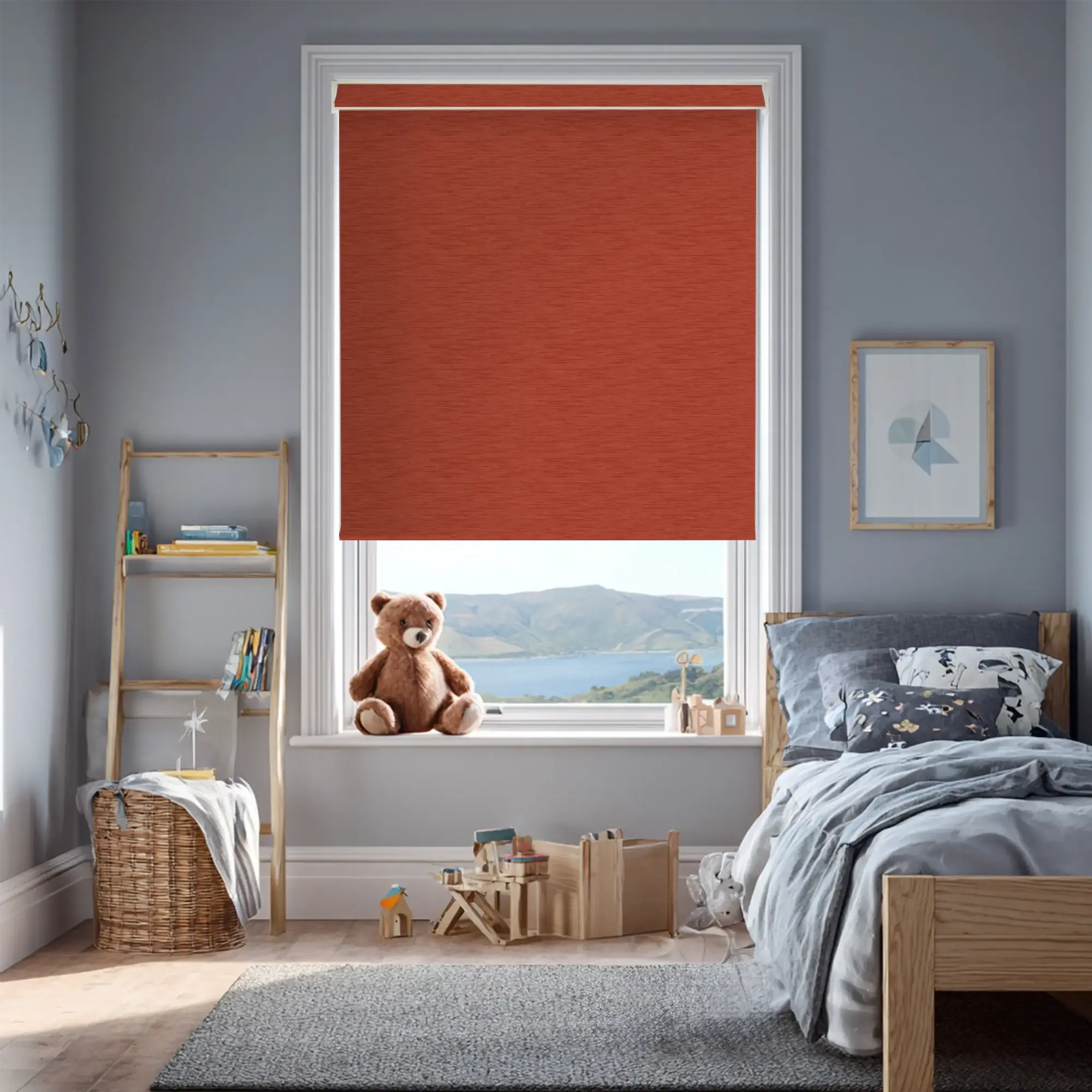New York Earthy Red Electric Roller Blind
