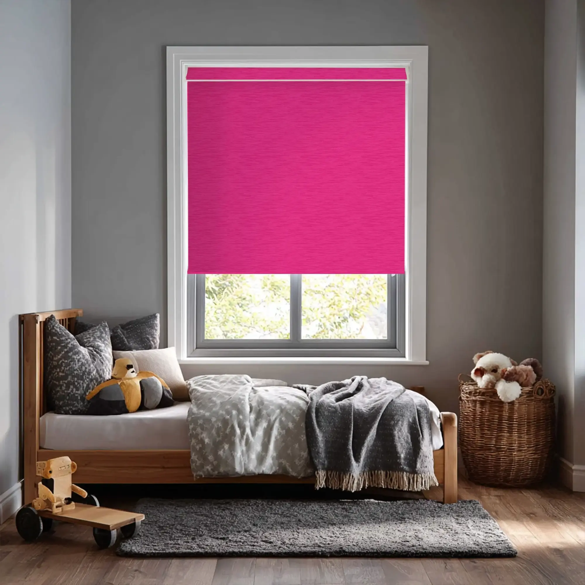 New York Fuchsia Pink Electric Roller Blind