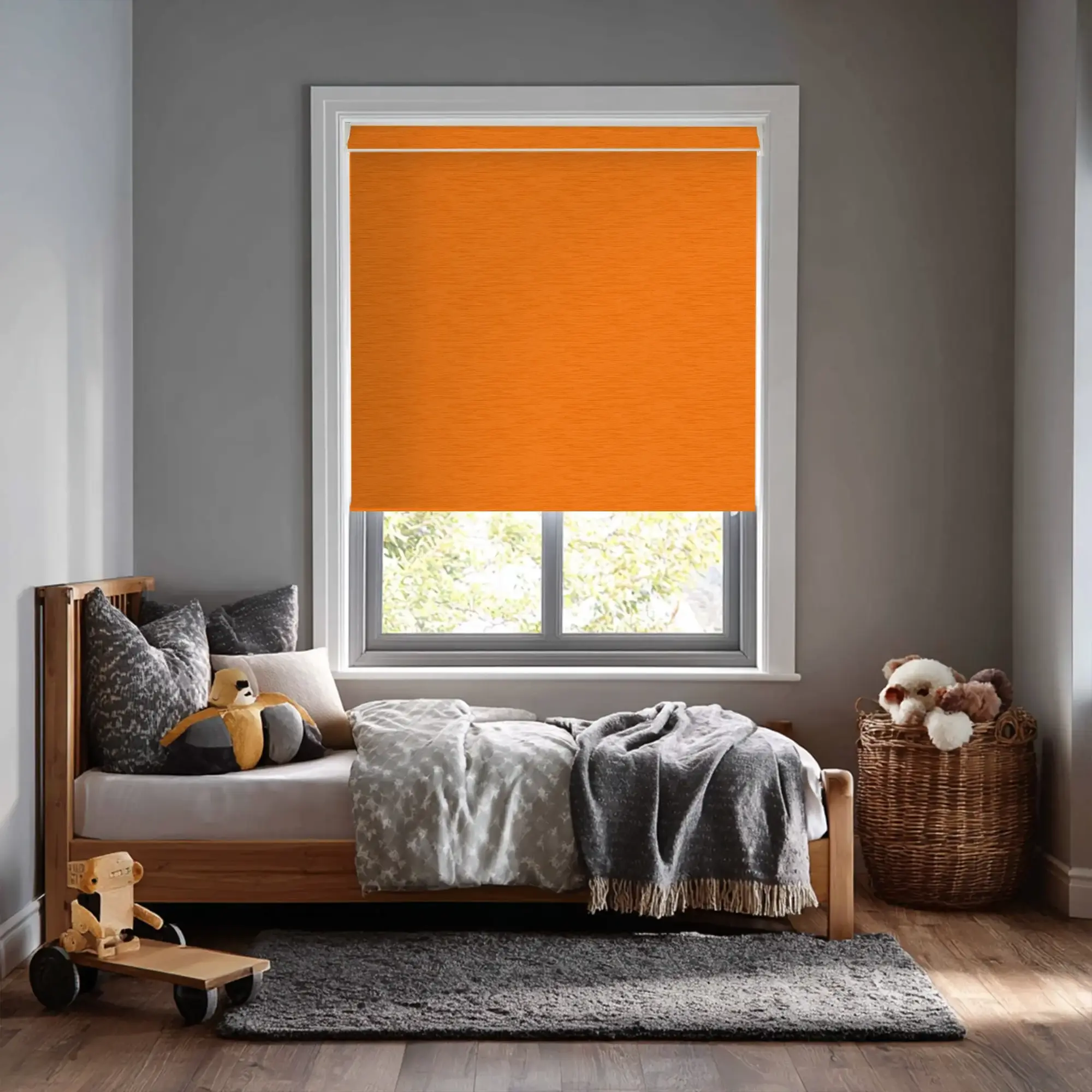 New York Tangerine Orange Electric Roller Blind