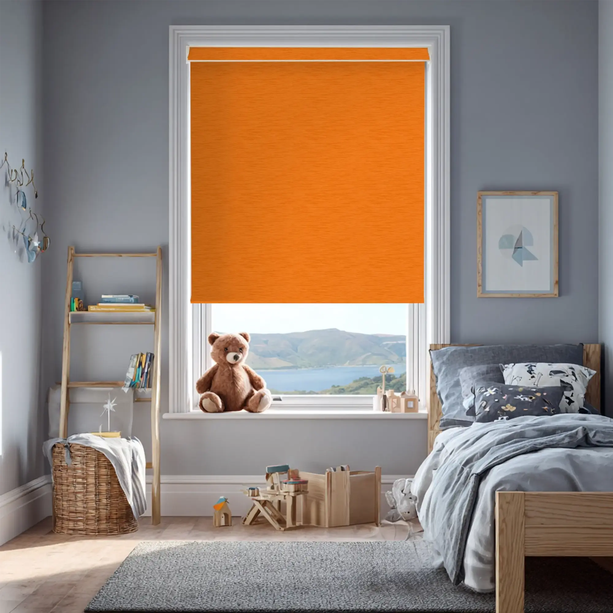 New York Tangerine Orange Electric Roller Blind