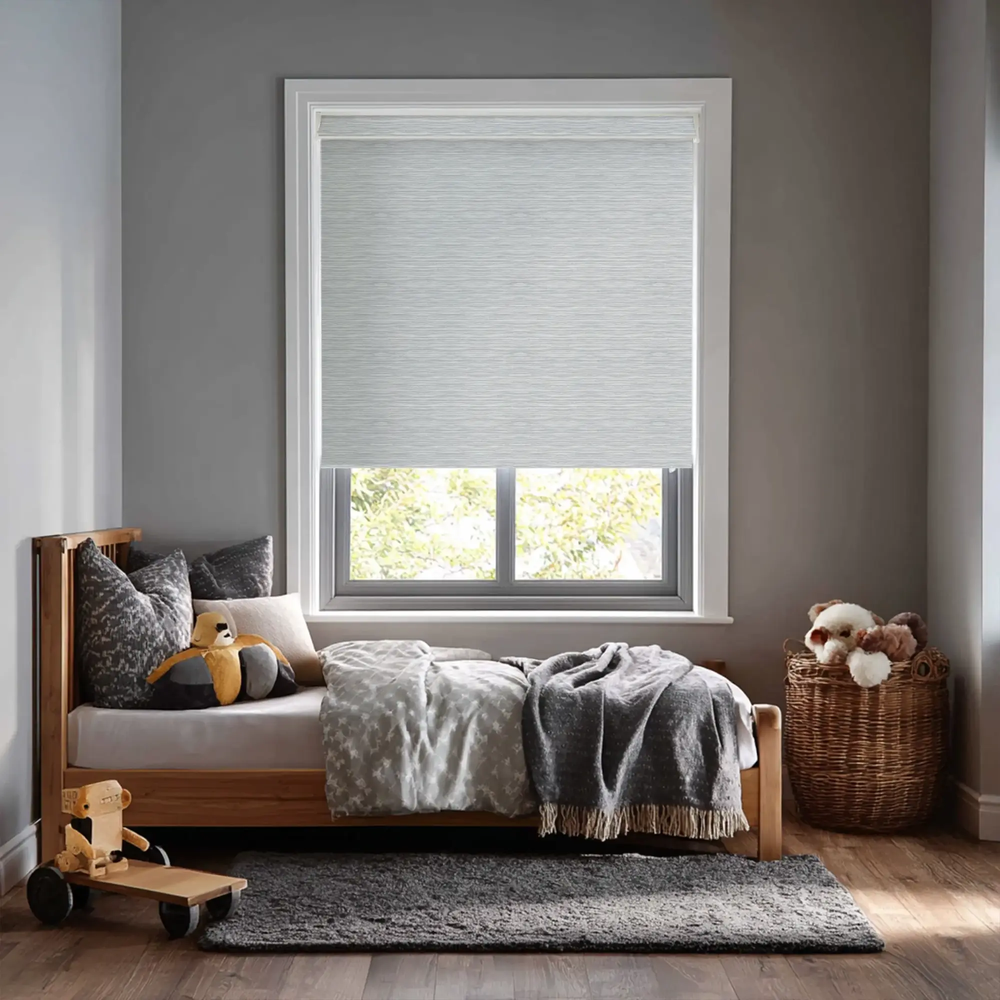 Paris Grey Electric Roller Blind