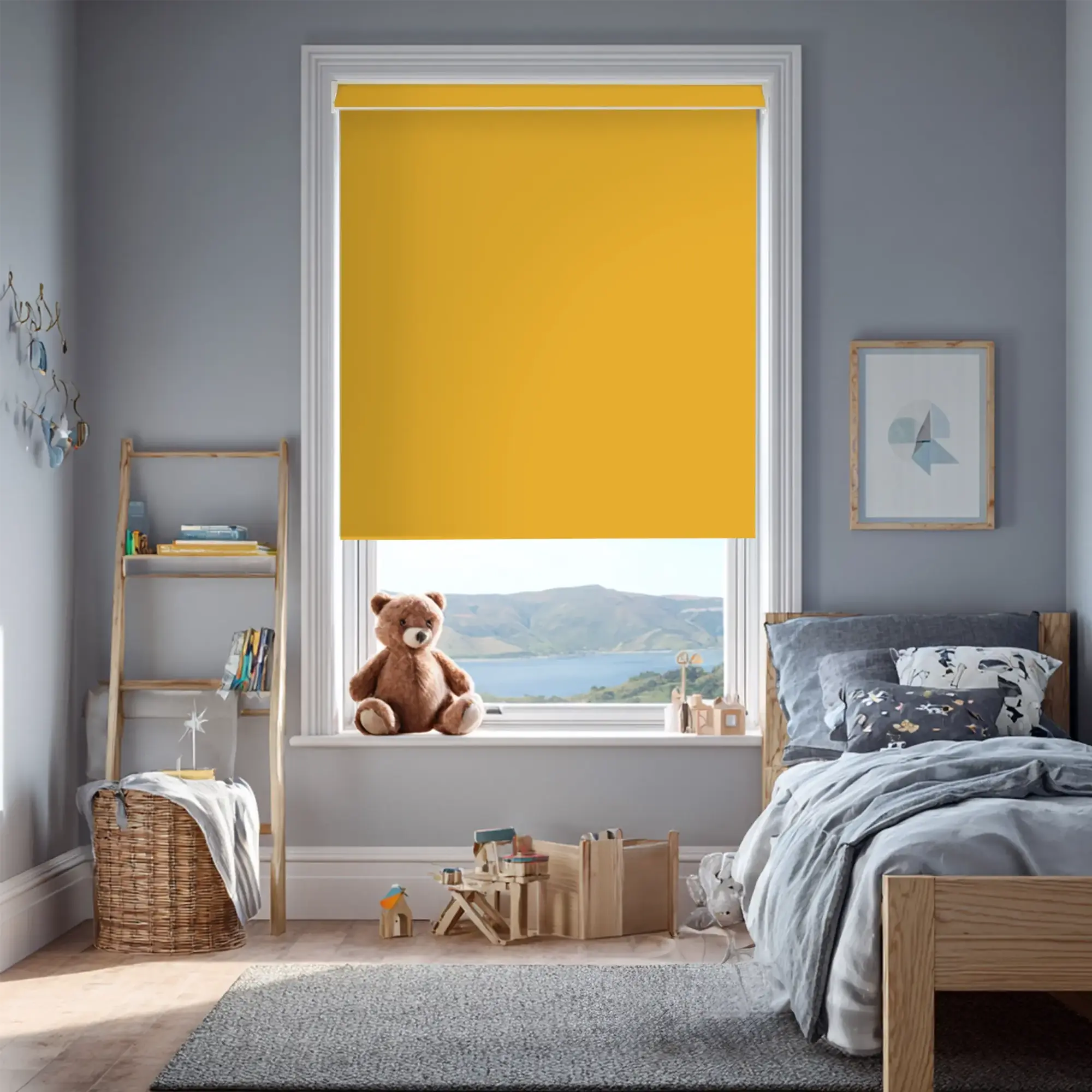 Buttercup Yellow Blackout Electric Roller Blind
