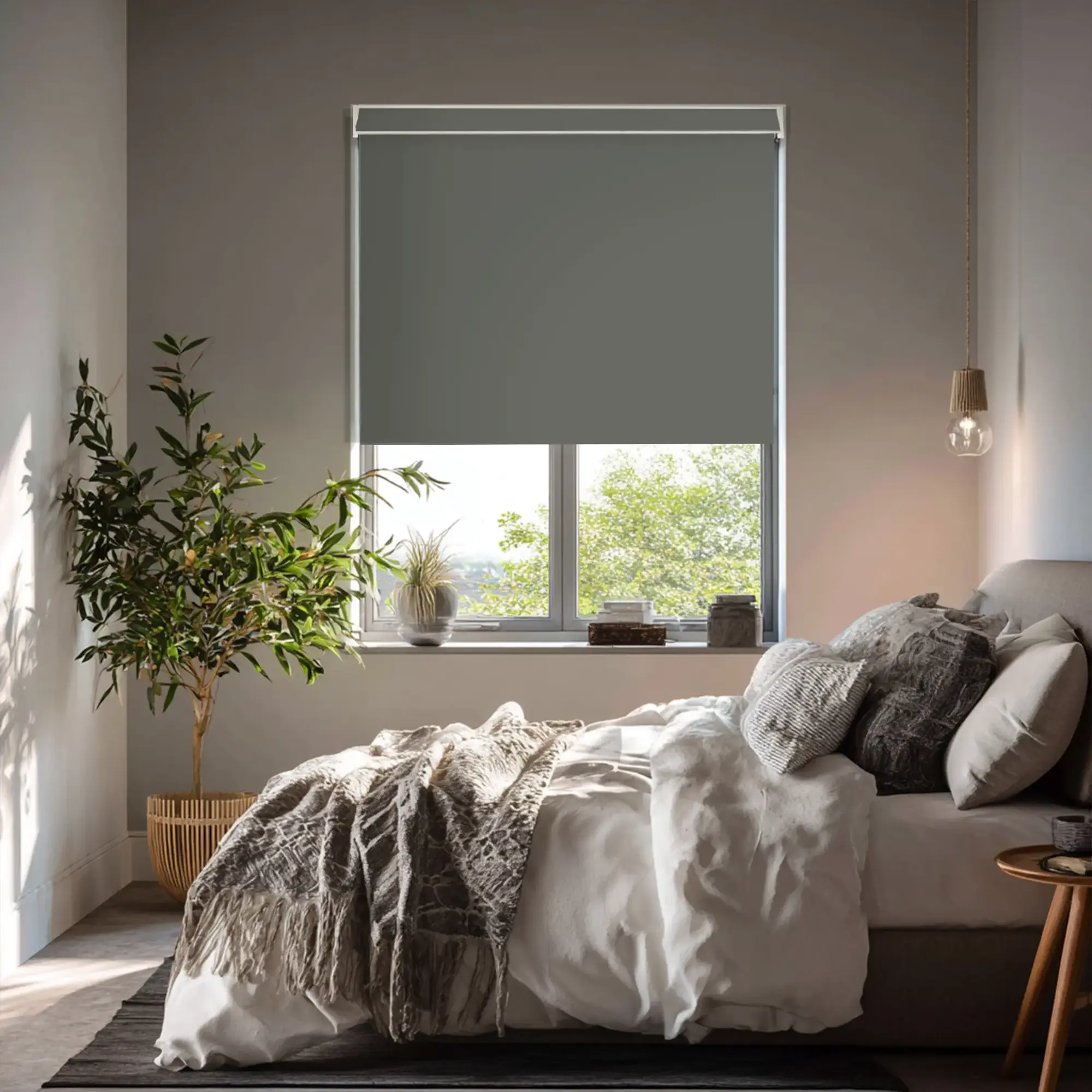 Elephant Grey Blackout Electric Roller Blind