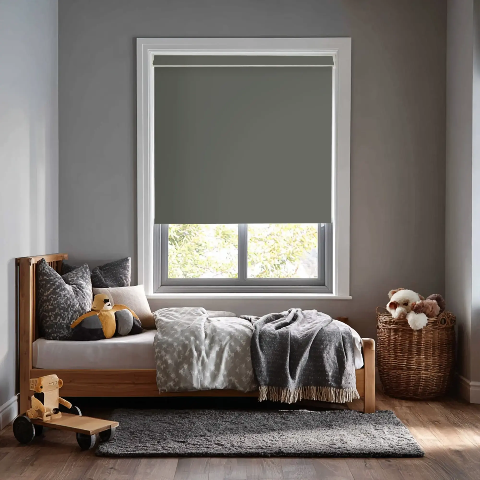 Elephant Grey Blackout Electric Roller Blind