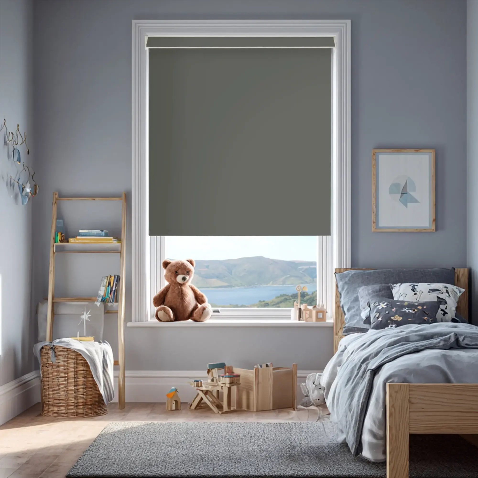 Elephant Grey Blackout Electric Roller Blind