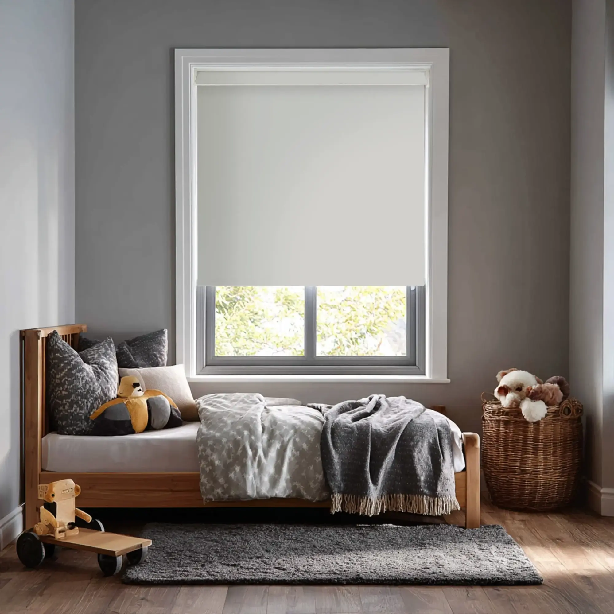 Platinum Grey Blackout Electric Roller Blind