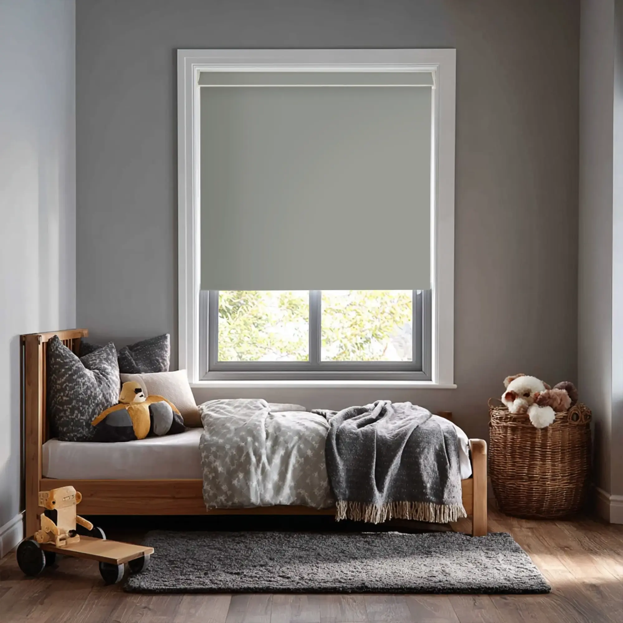 Quicksilver Grey Blackout Electric Roller Blind