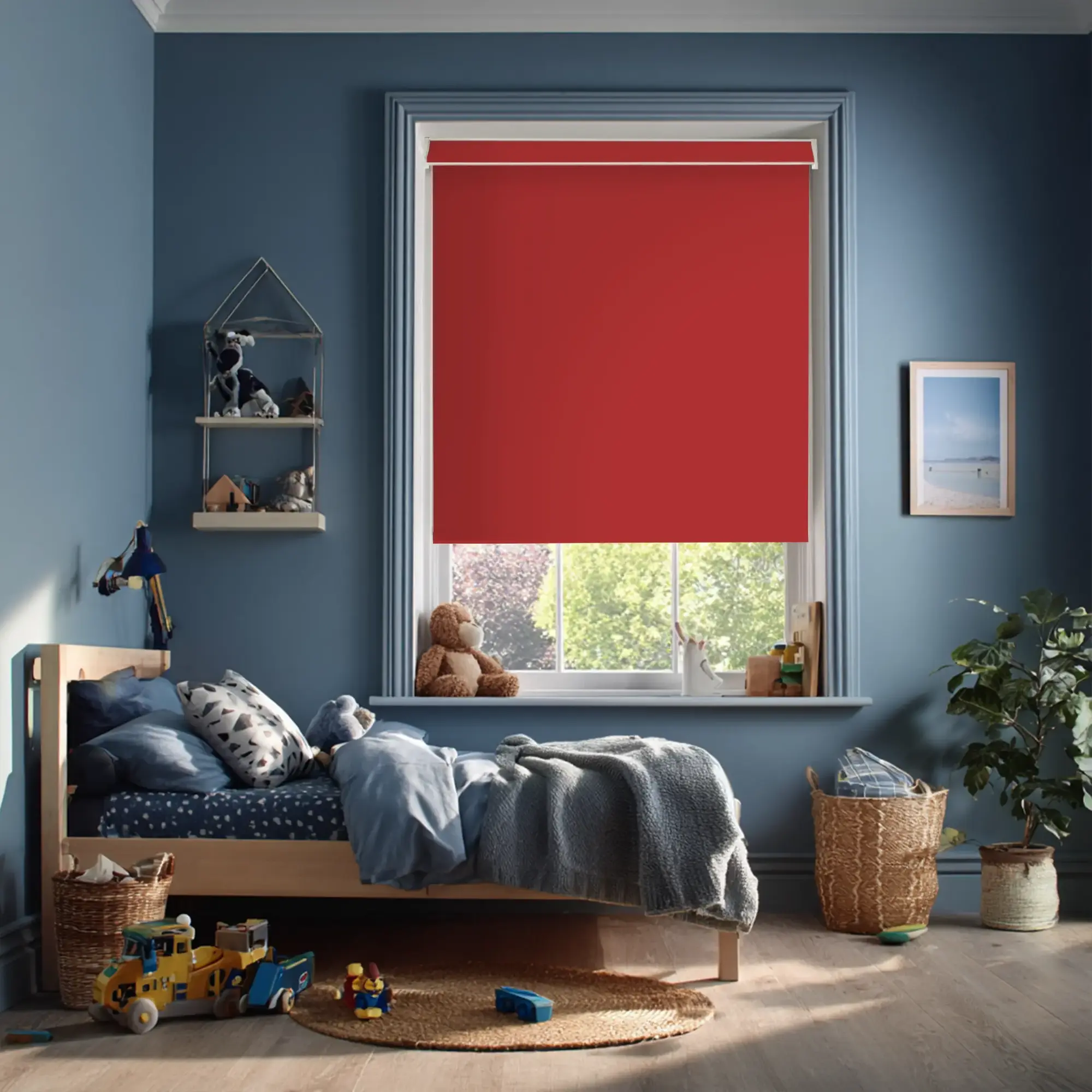 True Red Blackout Electric Roller Blind
