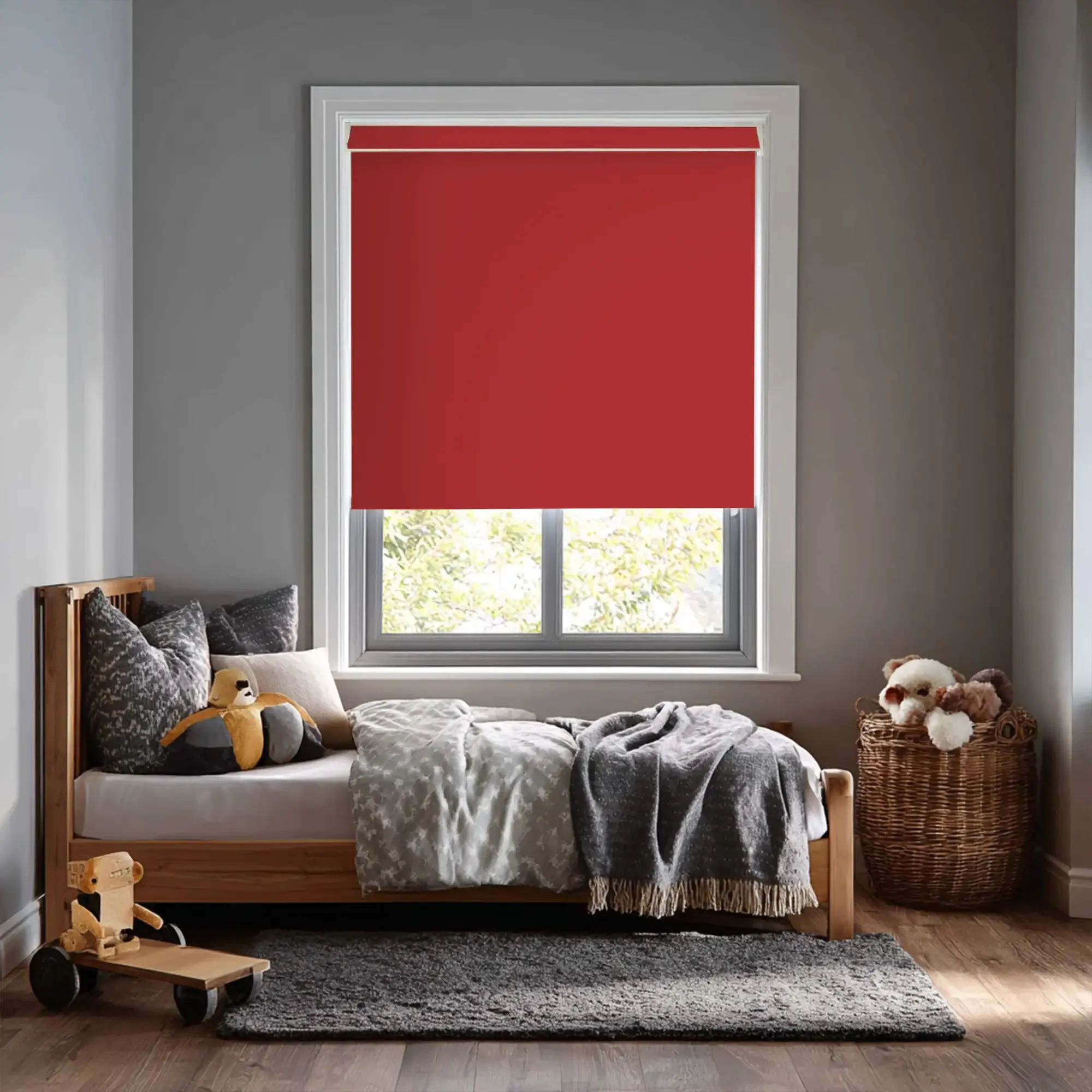 True Red Blackout Electric Roller Blind