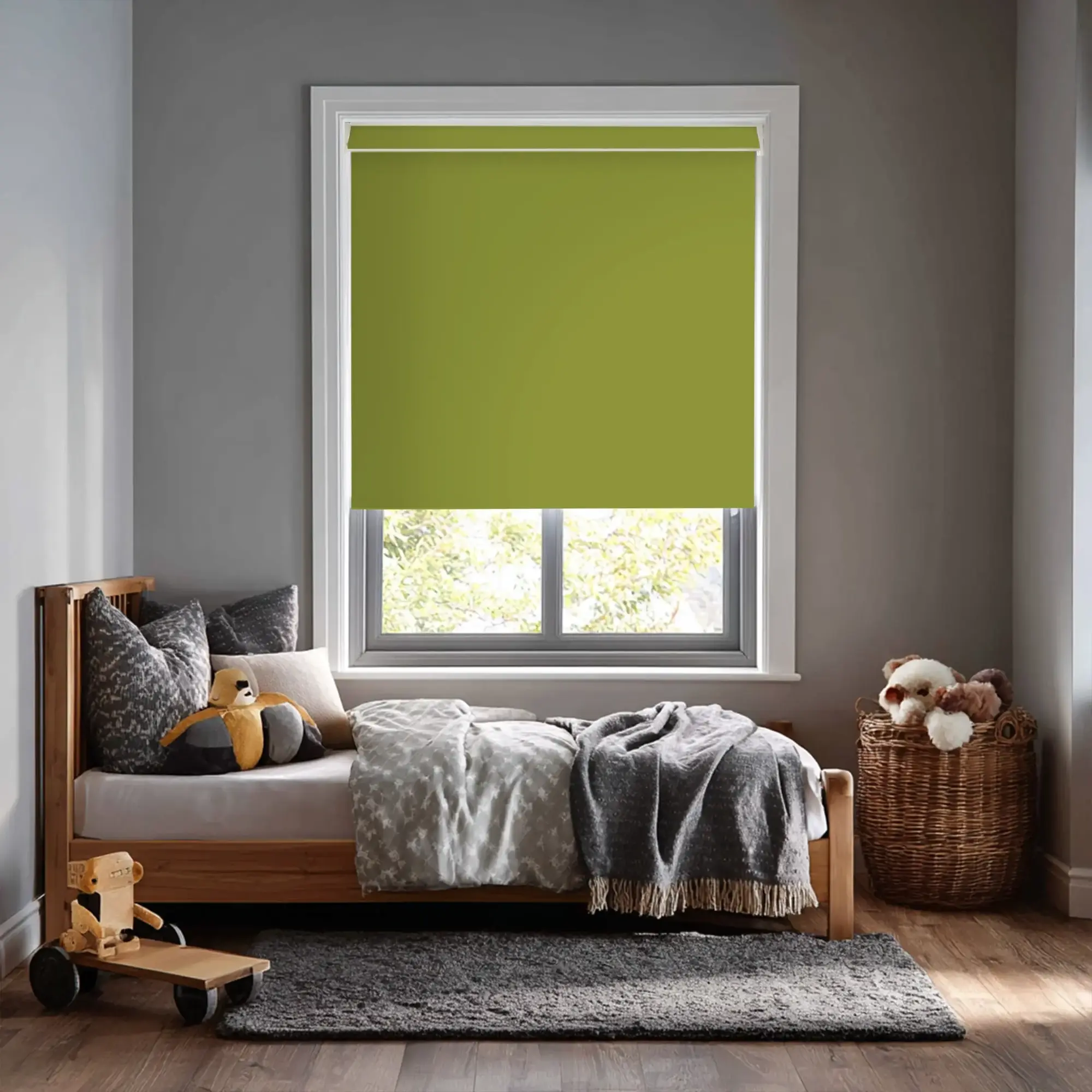 Zesty Green Blackout Electric Roller Blind