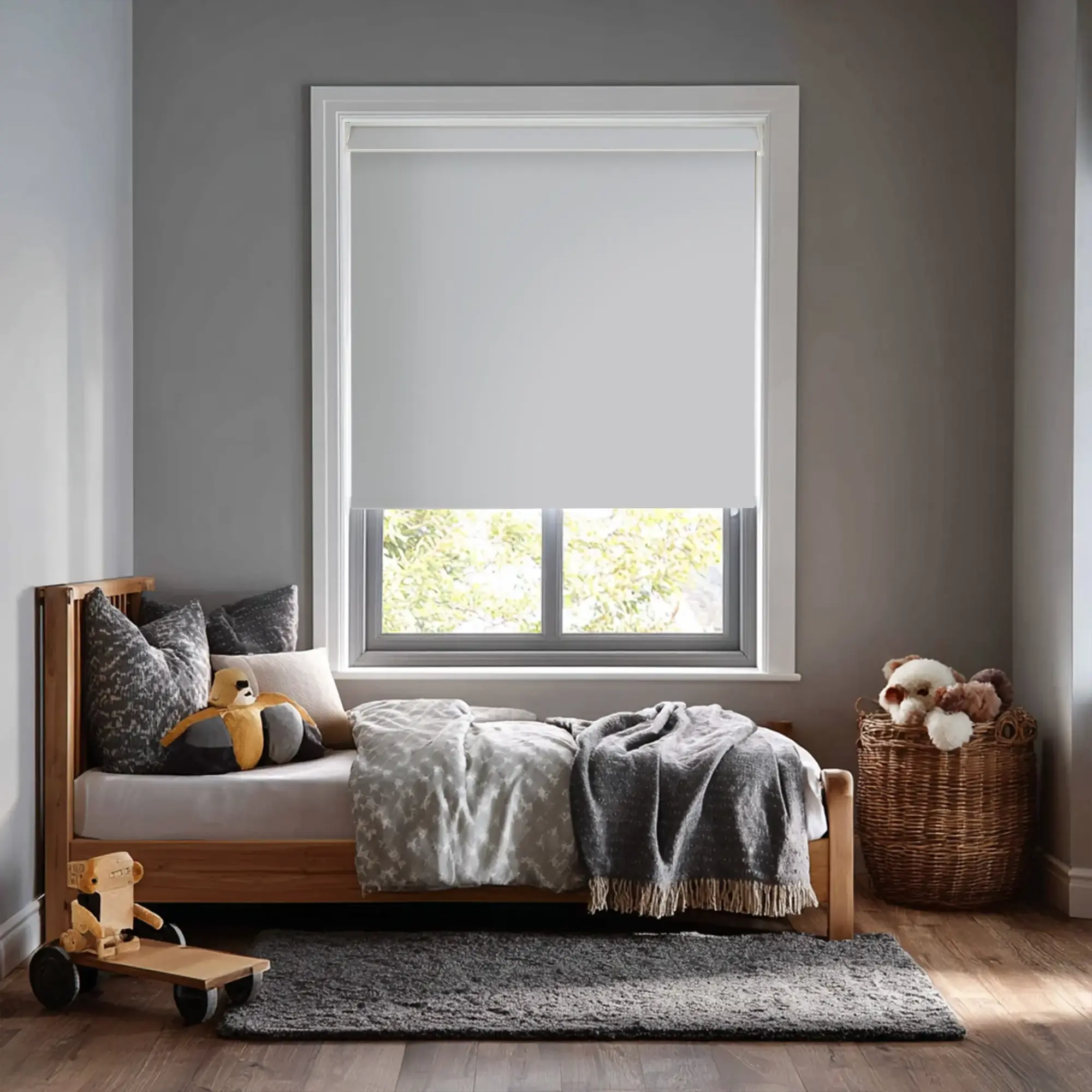 Magnetic Grey Blackout Electric Roller Blind