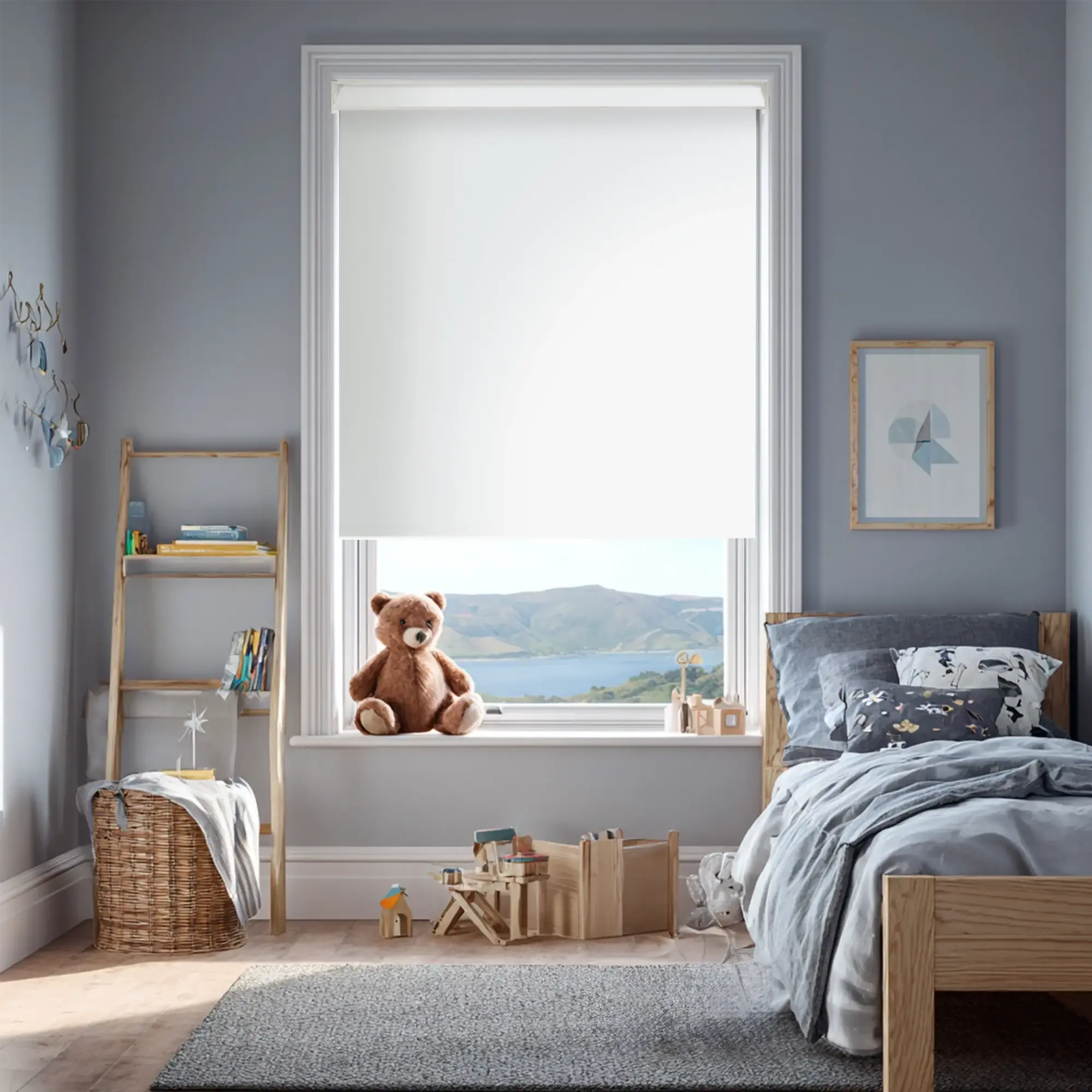 White Blackout Electric Roller Blind