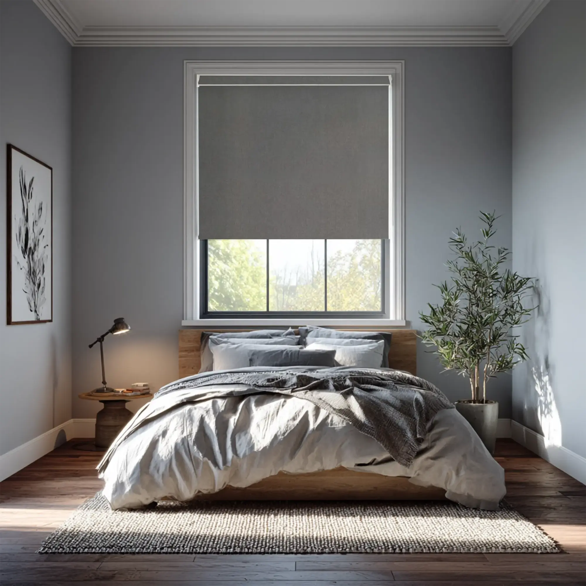 Windsor Dark Grey Blackout Electric Roller Blind