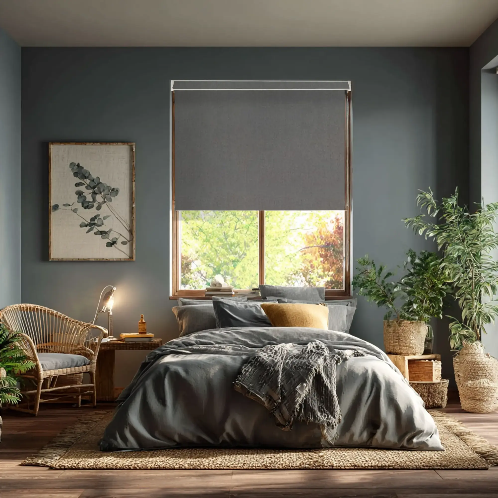 Windsor Dark Grey Blackout Electric Roller Blind