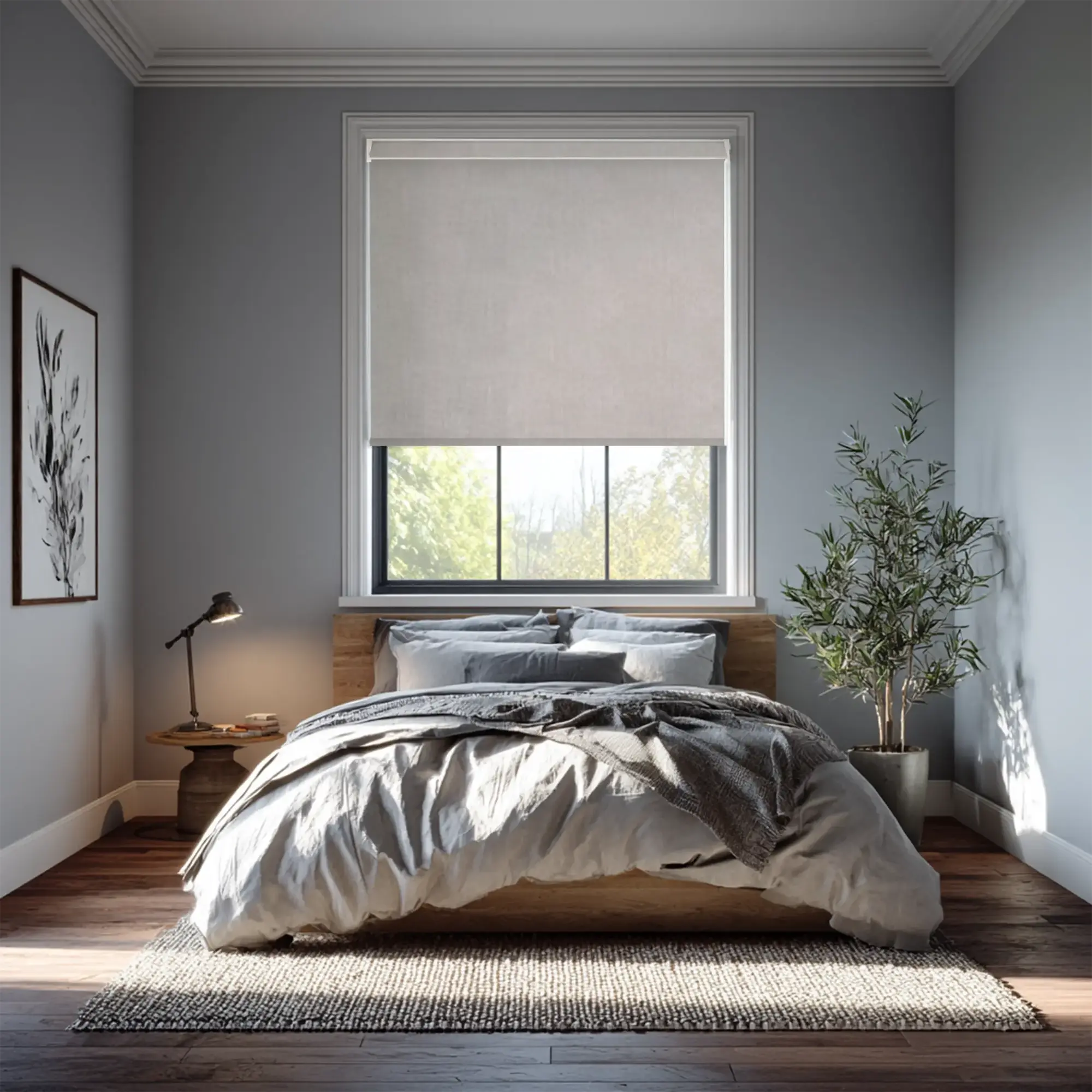 Windsor Light Grey Blackout Electric Roller Blind