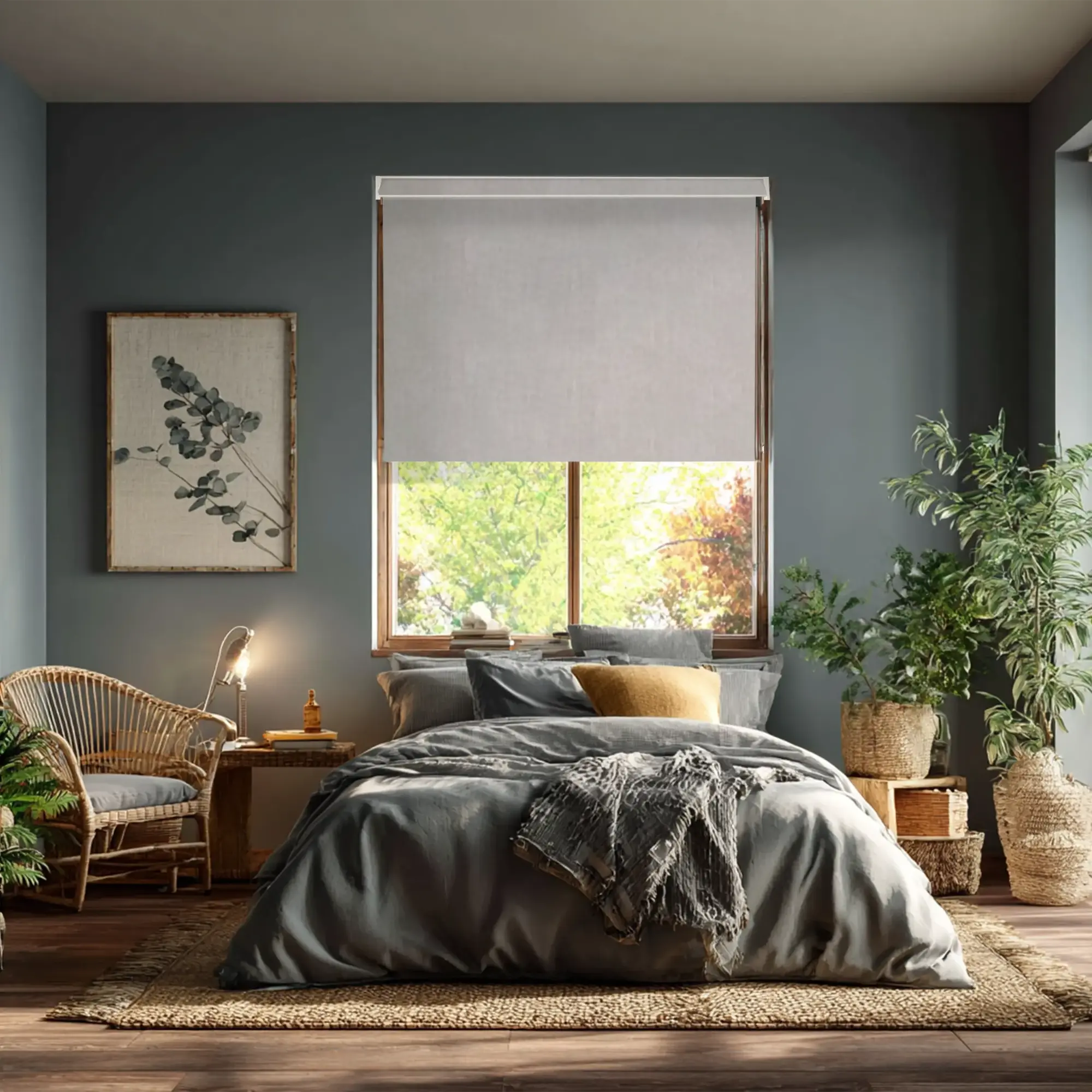 Windsor Light Grey Blackout Electric Roller Blind