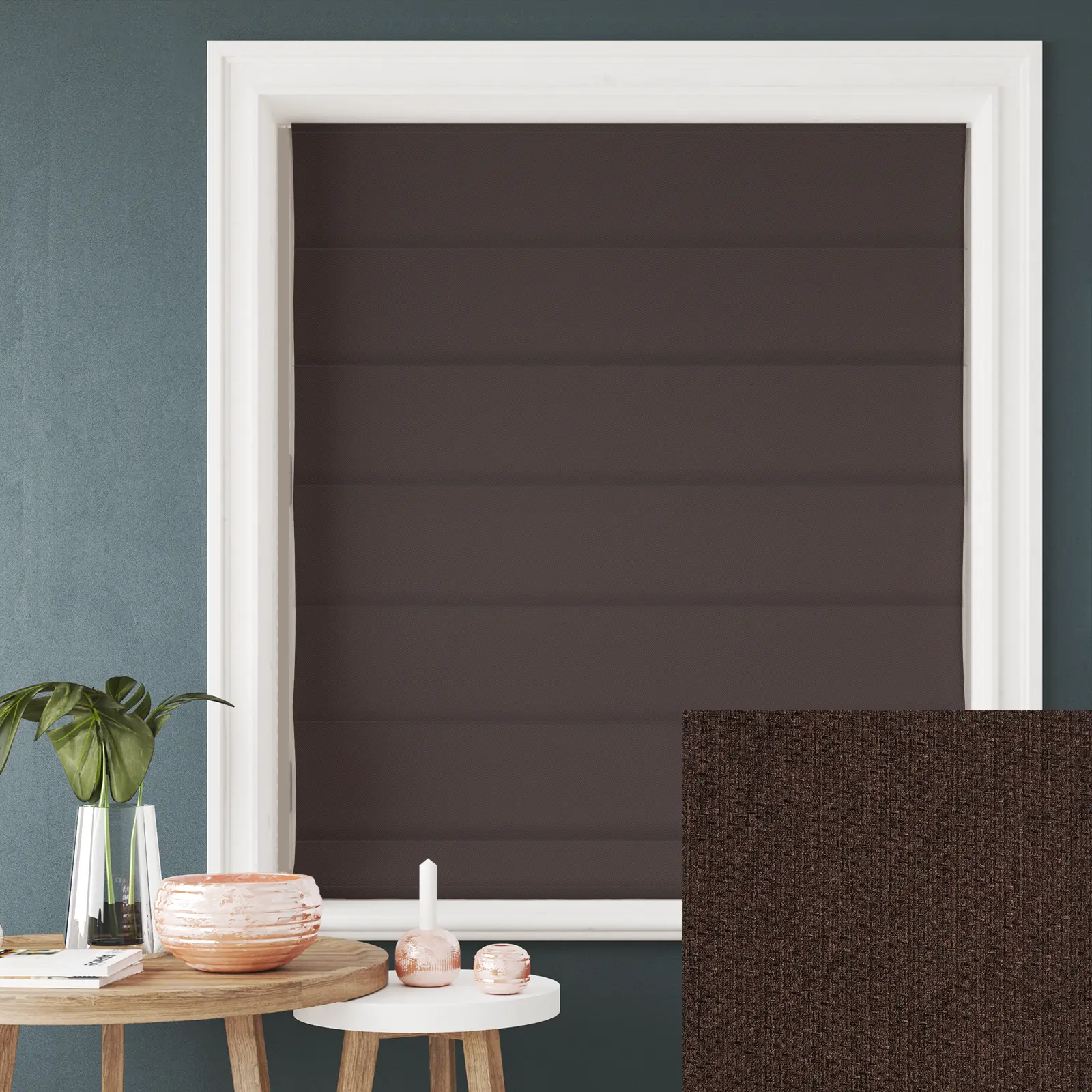 Hampton Truffle Blackout Electric Roman Blind