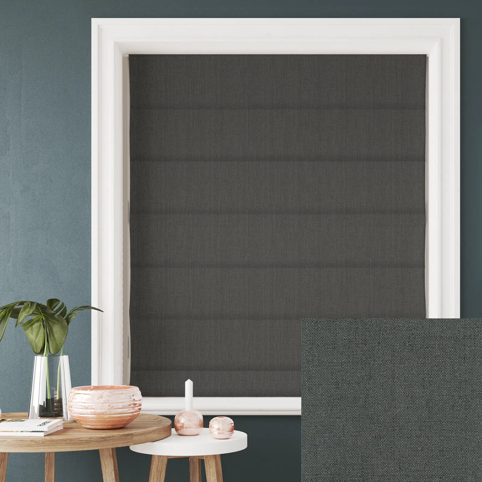 Opulence Lead Blackout Electric Roman Blind