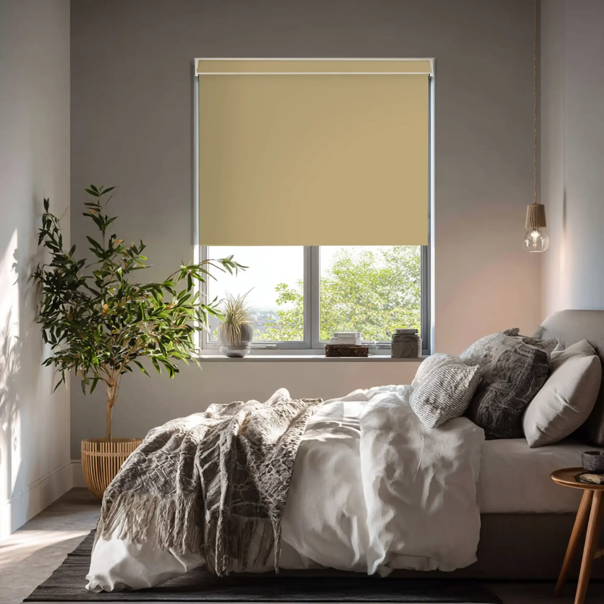 Jute Brown Blackout Electric Roller Blind