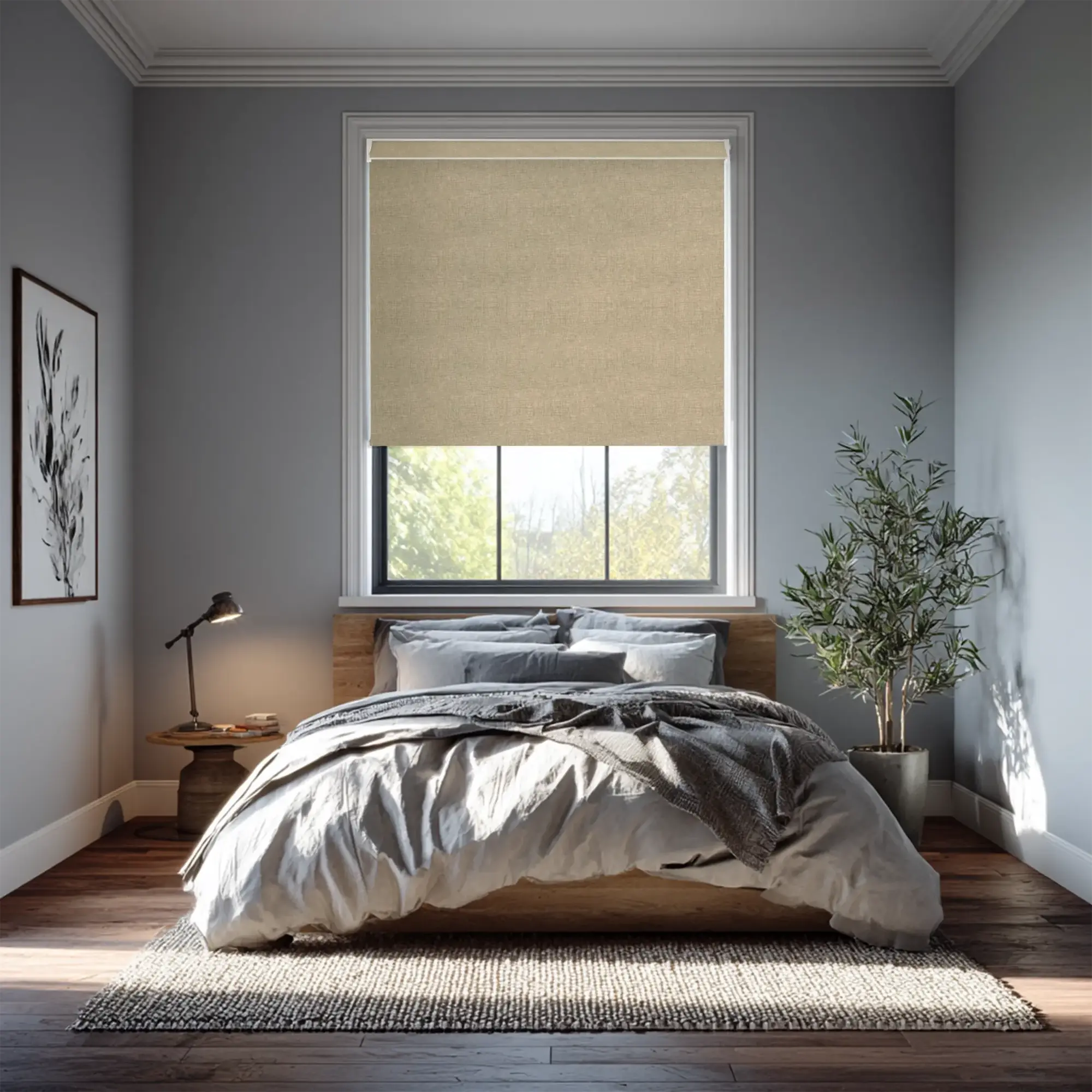 Linen Taupe Blackout Electric Roller Blind