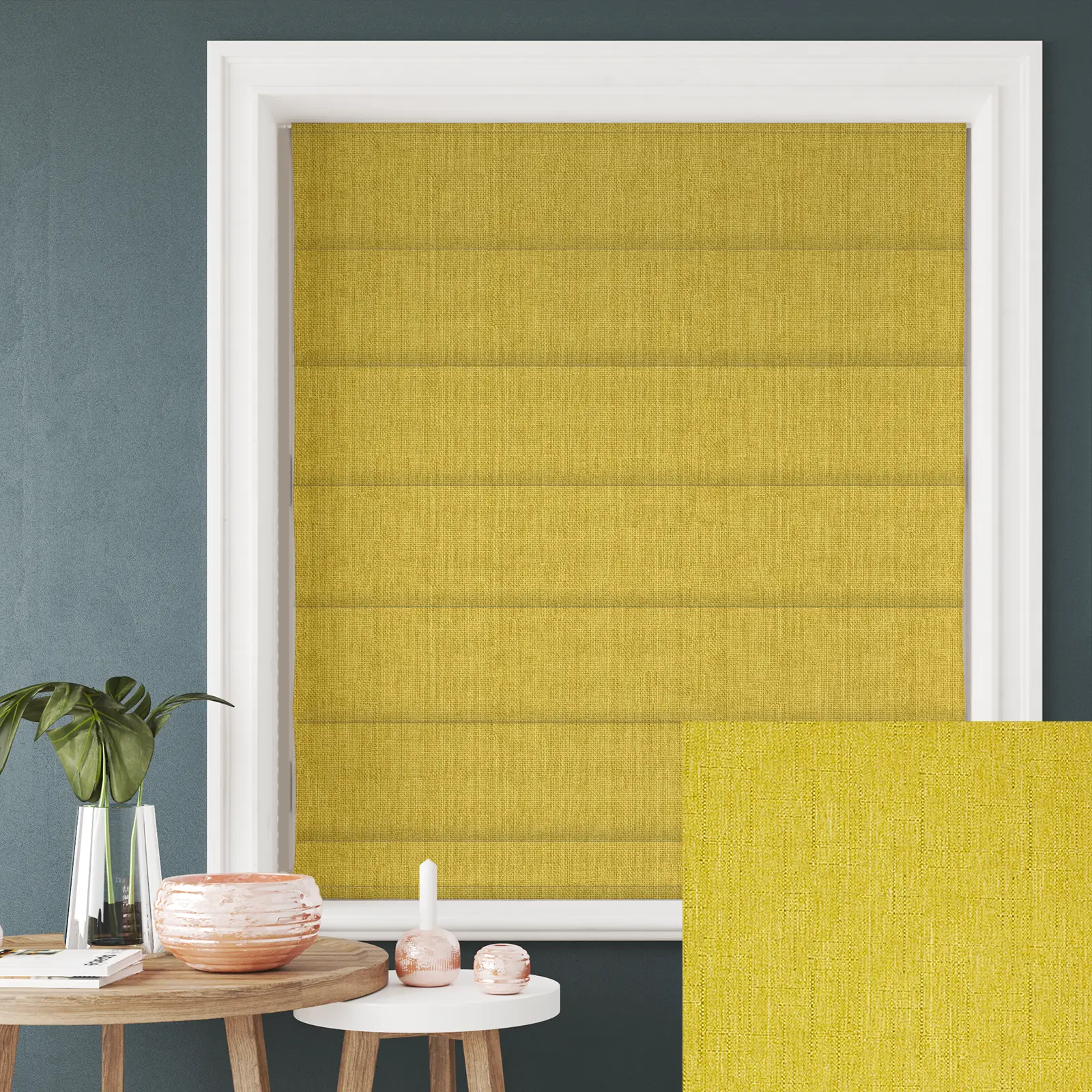 Tribeca Chartreuse Blackout Electric Roman Blind
