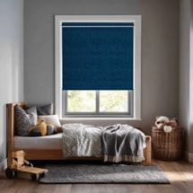 Linen Navy Blue Blackout Electric Roller Blind