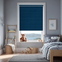 Linen Navy Blue Blackout Electric Roller Blind