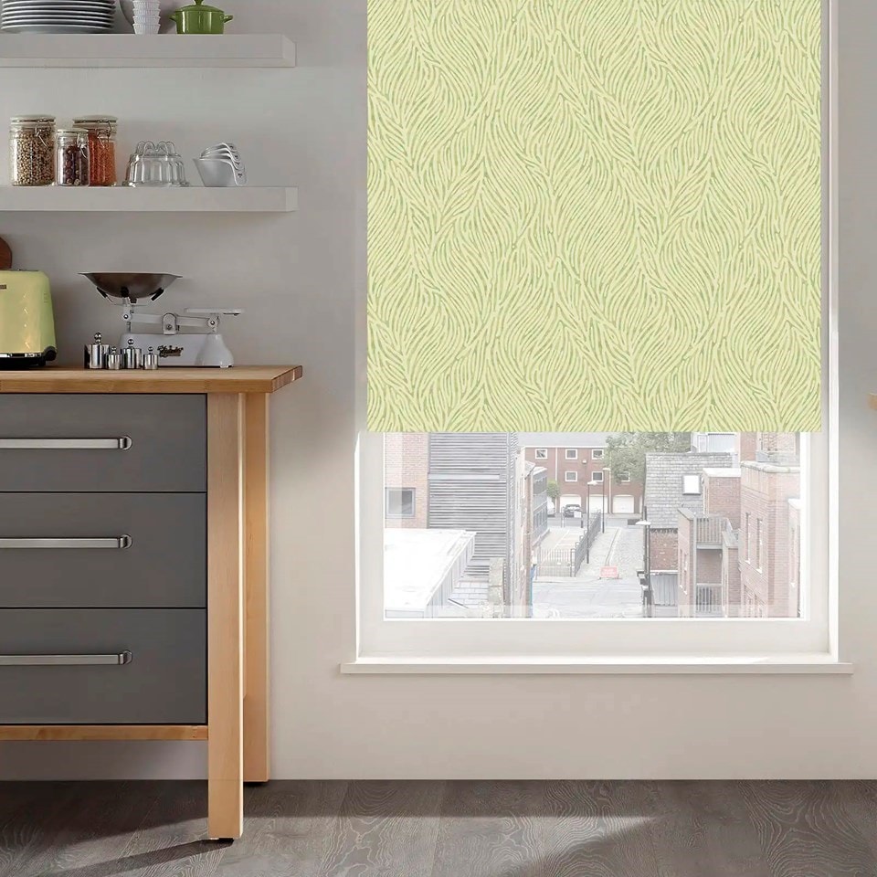 Ripple Sage Green No Drill Electric Roller Blind