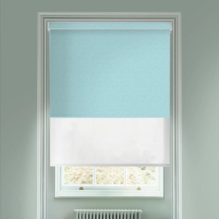 Amsterdam Sea Blue  Blackout And Sheer White Electric Double Blind