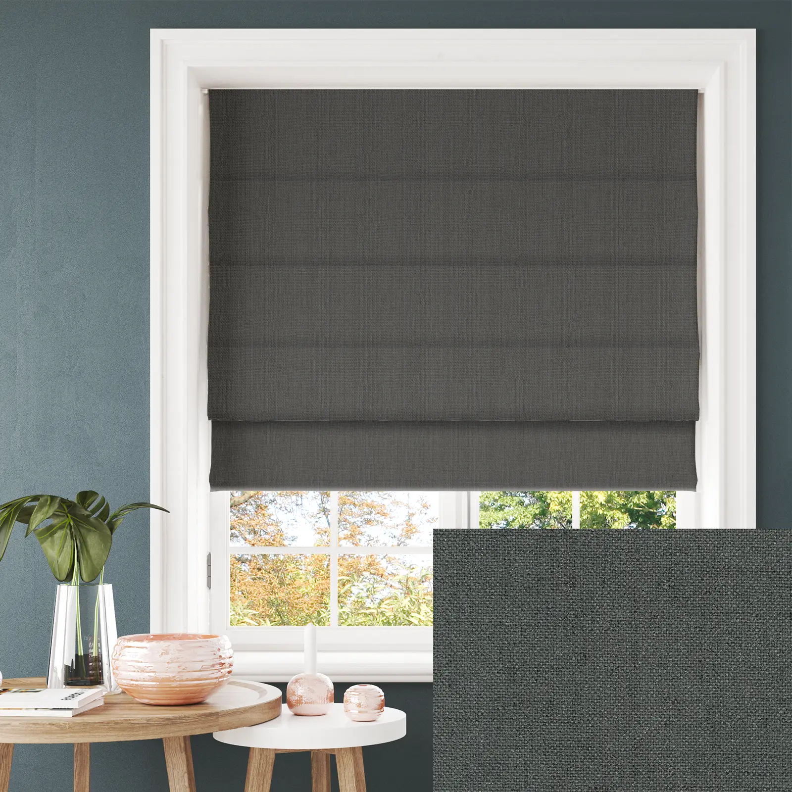 Opulence Lead Blackout Electric Roman Blind